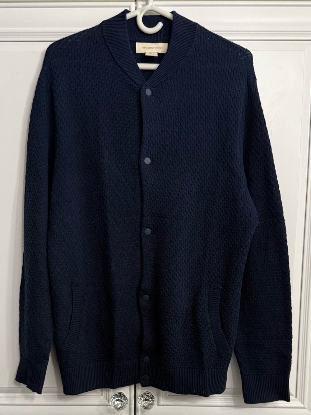 Frederik Anderson Copenhagen Men's Large Navy Blue Snap Front Cardigan Sweater